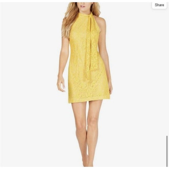 Vince Camuto Sz 14 Tie-Neck Lace Sheath Dress Navy Blue Sleeveless Zip Cocktail - Picture 6 of 16